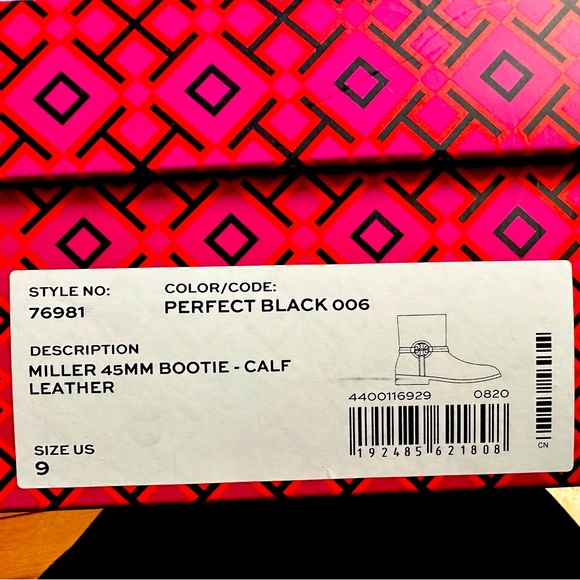 TORY BURCH Miller Black Calfskin Ankle Bootie US9. Perfect condition $398 retail - Picture 15 of 16